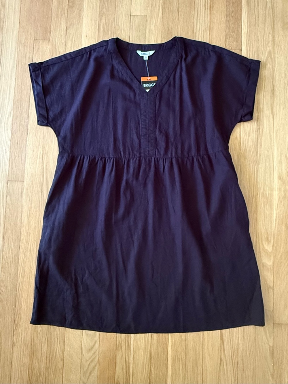 BRIGGS Black Linen Blend V Neck Shift Dress XXL NWT Pockets